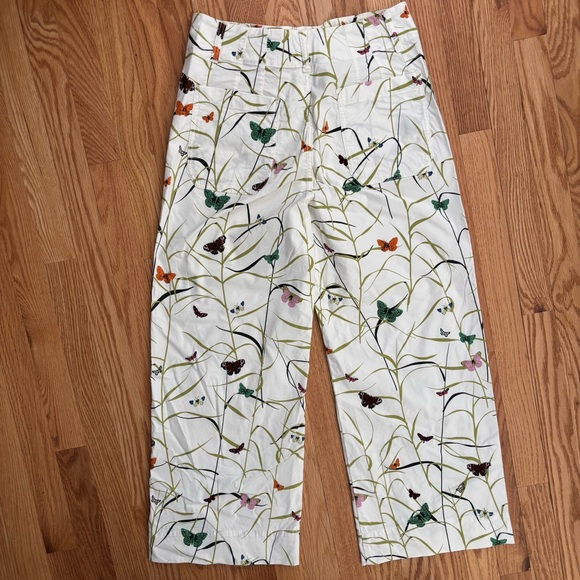 Anthropologie The Colette Butterfly Print High Rise Wide Leg Crop Pants Size 30 - Picture 8 of 12